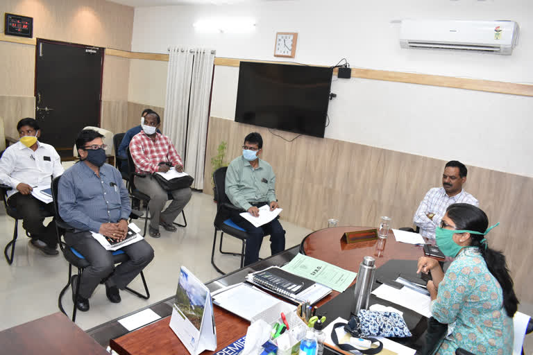 peddapally district collector review meeting on revers