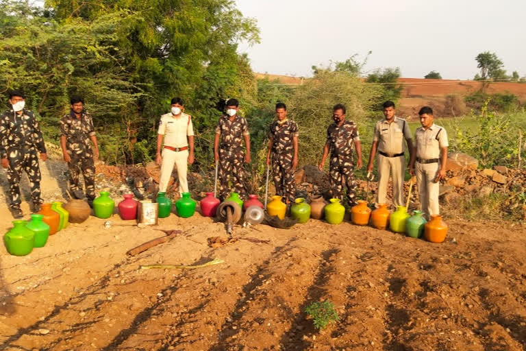 Police raid on liquor settlements at ananthapur dist