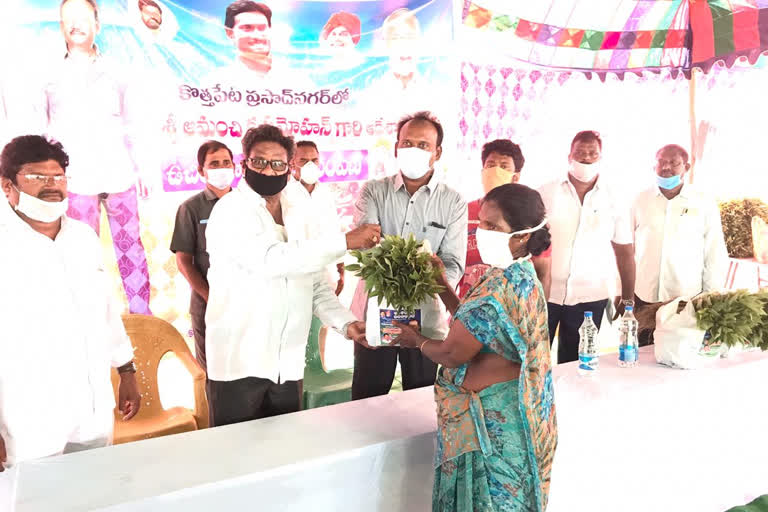 former mla aamanchi krishna mohan distribute groceries at chirala in prakasam district