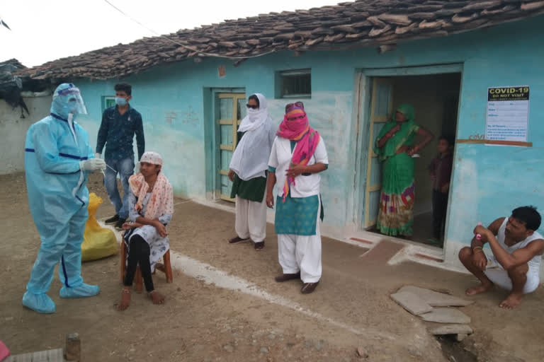 Report of woman came positive in village Kajaria of Patharia