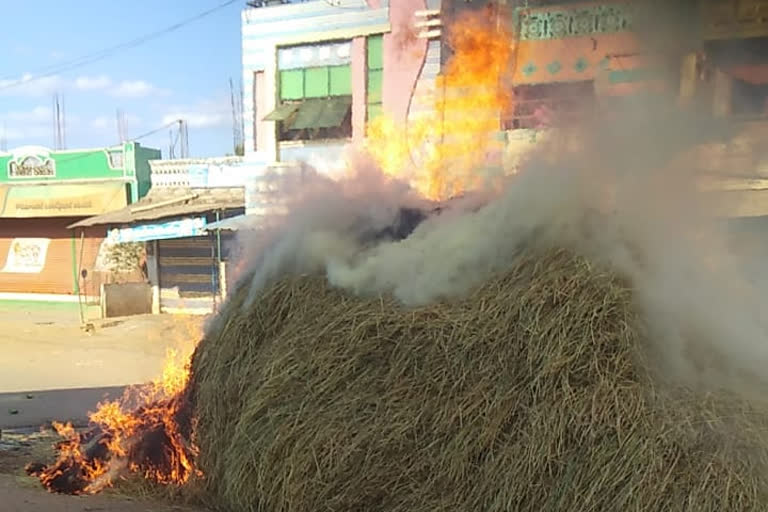 Electric wires hit and tractor