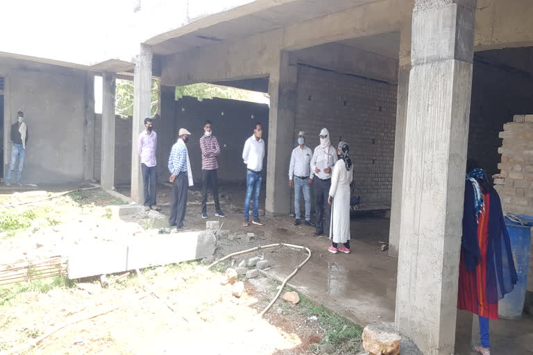 Tehsildar inspected the school building under construction