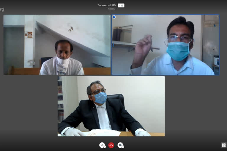 Today's first hearing through video conferencing in the court in Sehore