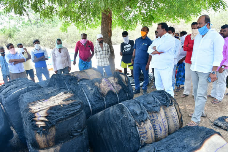 Thunderstorms in the grain buying center In Jagityala District