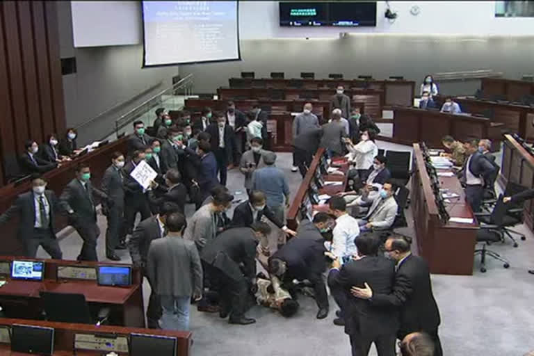 Hong Kong Lawmakers Scuffles