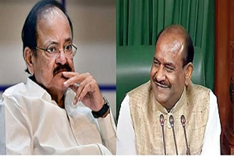 Rajya Sabha Chairman M Venkaiah Naidu and Lok Sabha Speaker Om Birla (file photo)