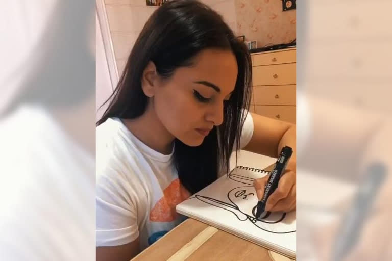 Sonakshi Sinha draws Buddha picture