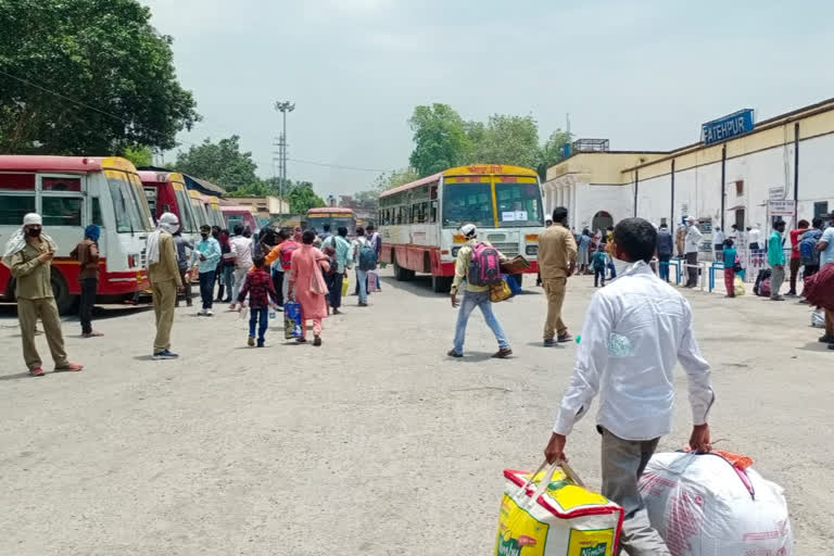 फतेहपुर पहुंचे प्रवासी श्रमिक