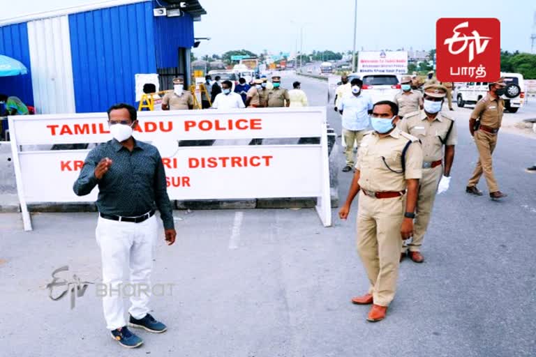 ஆந்திரா, கர்நாடக மாநில எல்லைகளில் மாவட்ட ஆட்சியர் ஆய்வு  Collector inspection of Andhra Pradesh and Karnataka State Borders  Collector inspection  Krishnagiri Collector S.Prabakar  கிருஷ்ணகிரி மாவட்ட ஆட்சியர் பிரபாகர்