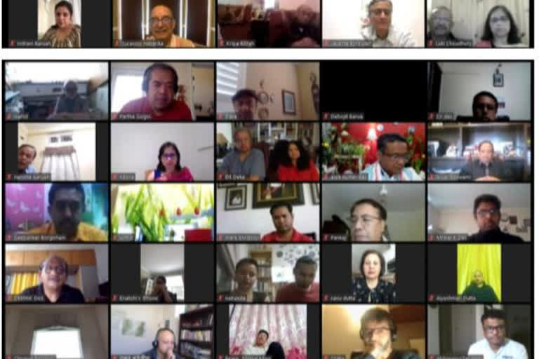 Dr‎.Kuladhar Saikia attended a video conference with migrant Assamese people