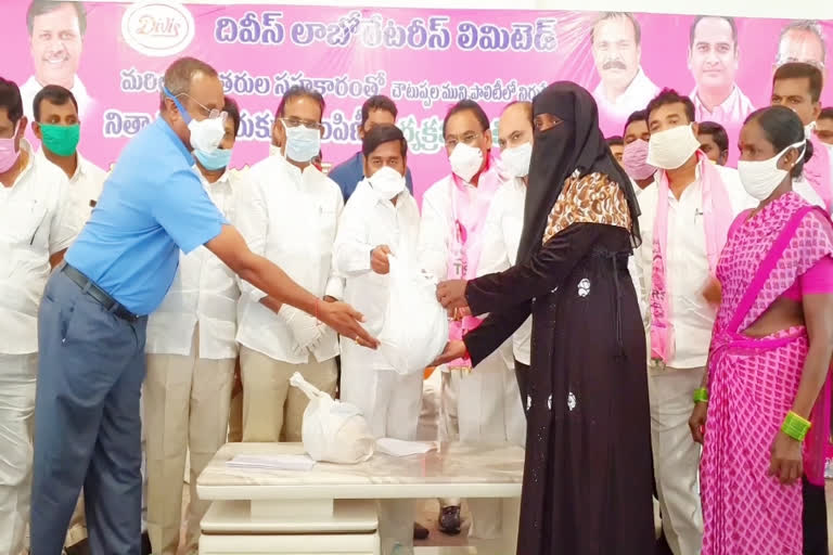 Minister distributes goods to 8,000 families at choutuppal