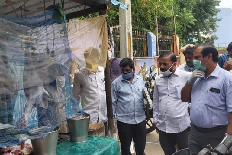 waiths and measuements officers raids on chicken and mutton shops in in visakha dst anakapalli