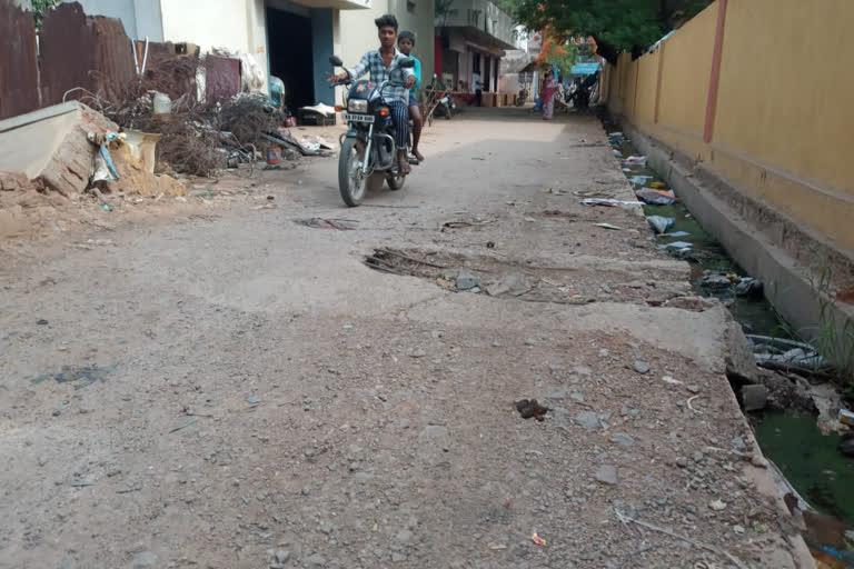 Deteriorated concrete road