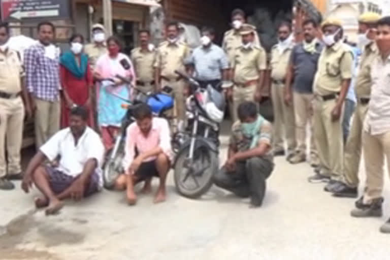 Three arrested in Mahabubabad district Palm Jaggery Seazed