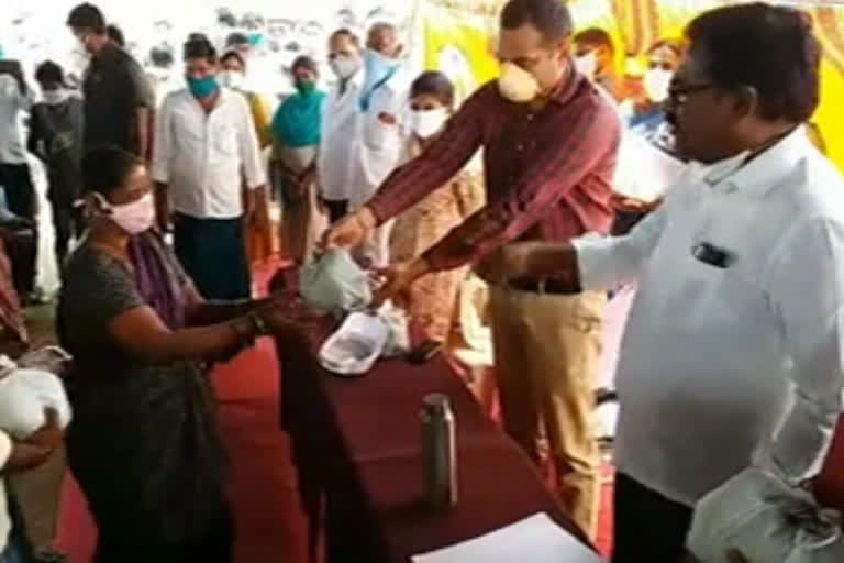 Minister Puvada Ajay kumar Distribution of fruits for the employment guarantee scheme in Khammam district