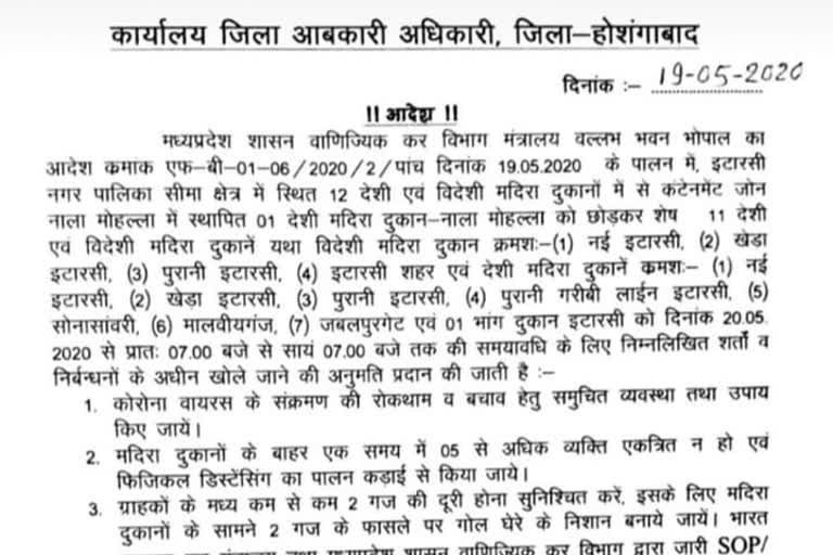 Permission to open 11 liquor shops located in Itarsi of hoshangabad