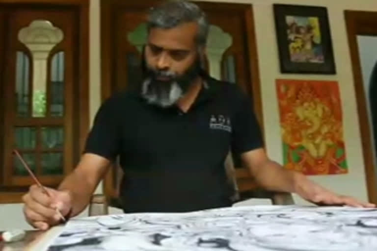 mural painting artist story from kannur district  kannur district story  മ്യൂറല്‍ പെയിന്‍റിങ്  ലോക്ക് ഡൗണ്‍ വാര്‍ത്തകള്‍