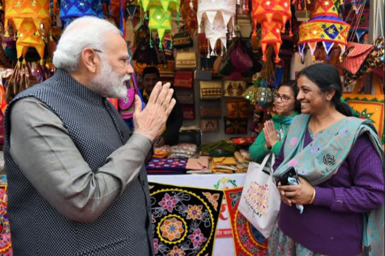 PM Modi during his visit to Hunar Haat in Delhi