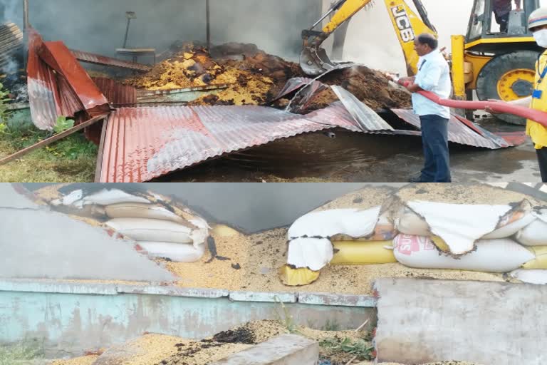 ajmer news  ramganj mandi ajmer  कृषि उपज मंडी में लगी आग  fire in agricultural produce market