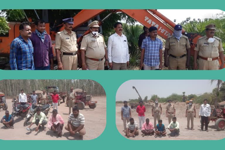 illegal sand mining caught by police and abkari department