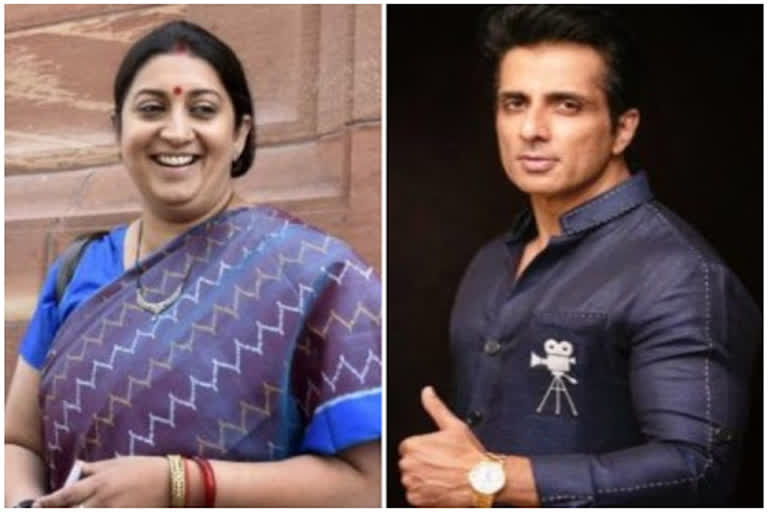 sonu sood earns praise from smriti irani