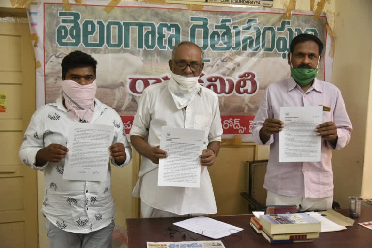 Telangana State RAITHU SAMGHAM LETTER TO CM KCR on Controlled Agricultural Policy