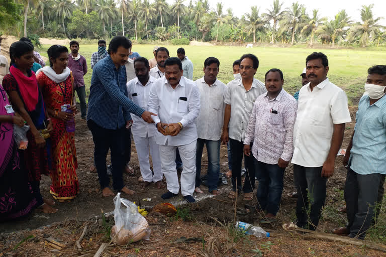 mla chittibabu laid stone for poor people house sites in east godavari district