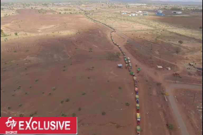 Farmers waiting for their turn with a long Queue