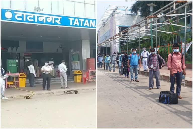 Special train reached Tatanagar station from Andhra Pradesh with 1335 migrant workers