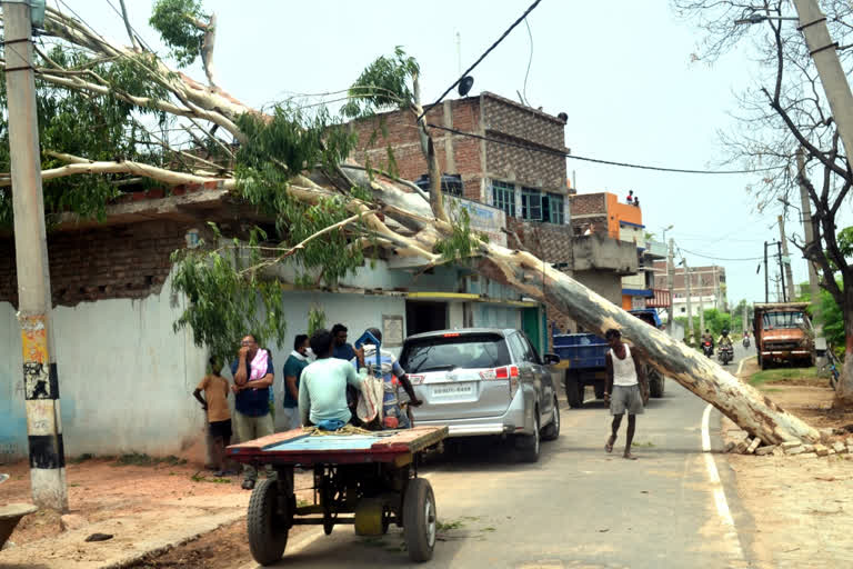 Strong storm and rain wreaked havoc two mobile towers crashed  in Sheikhpura