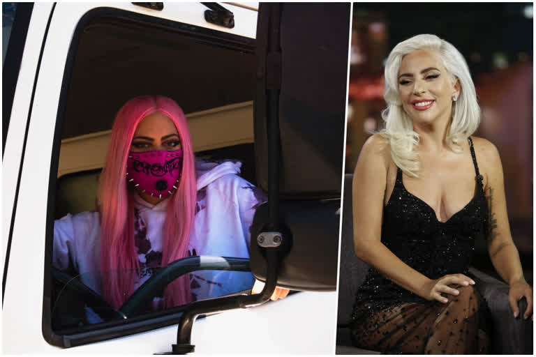 Lady Gaga drives large truck to deliver Chromatica to retailers