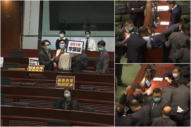 Lawmakers ejected in Hong Kong debate on Chinese anthem bill