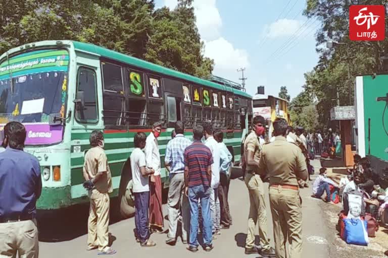 சிறப்பு பேருந்து மூலம் வடமாநில தொழிலாளர்கள் அனுப்பி வைப்பு