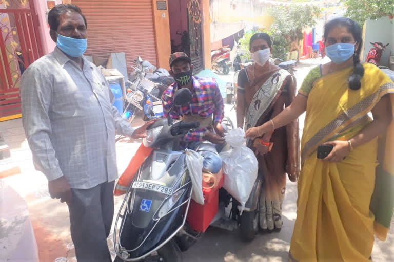 Essential goods distribution to the handicaps at gaffanagarbasthi in goshamahal constituency