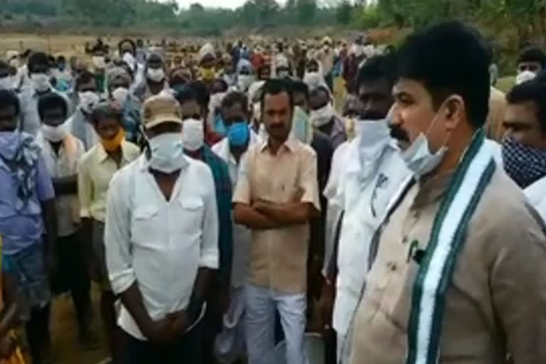 mla karanam dharmasri visit employment gurantee works in kusarlapudi vizag district