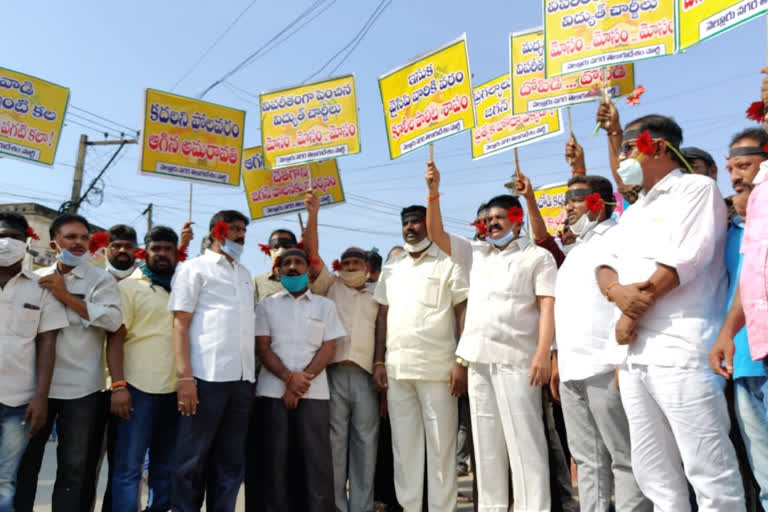 tdp ledaers protest at nellore