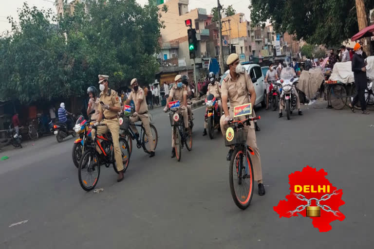 police team patrolling by bicycle