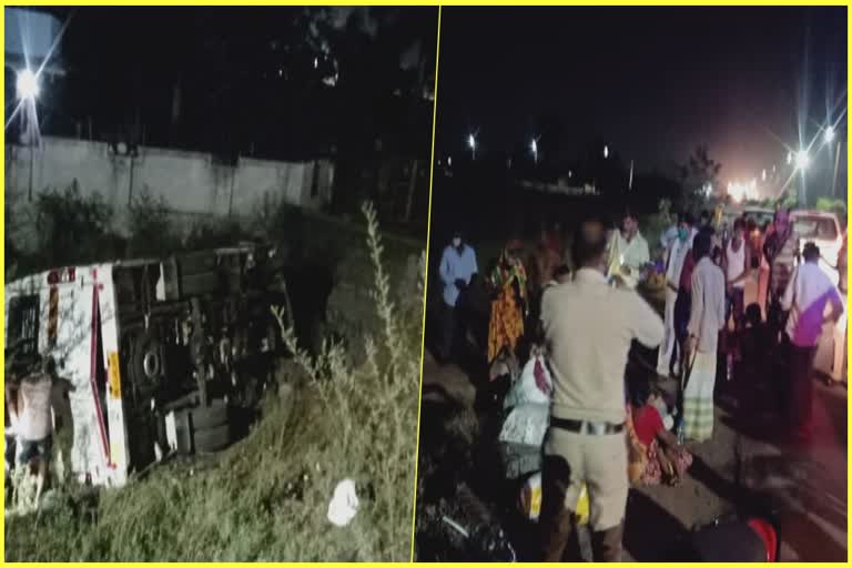 7 persons  injured after the bus they were travelling in overturned in Rajnandgaon