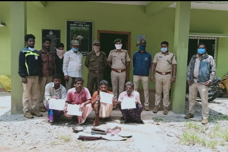 Five arrested on charges of hunting wildlife at somavarapete