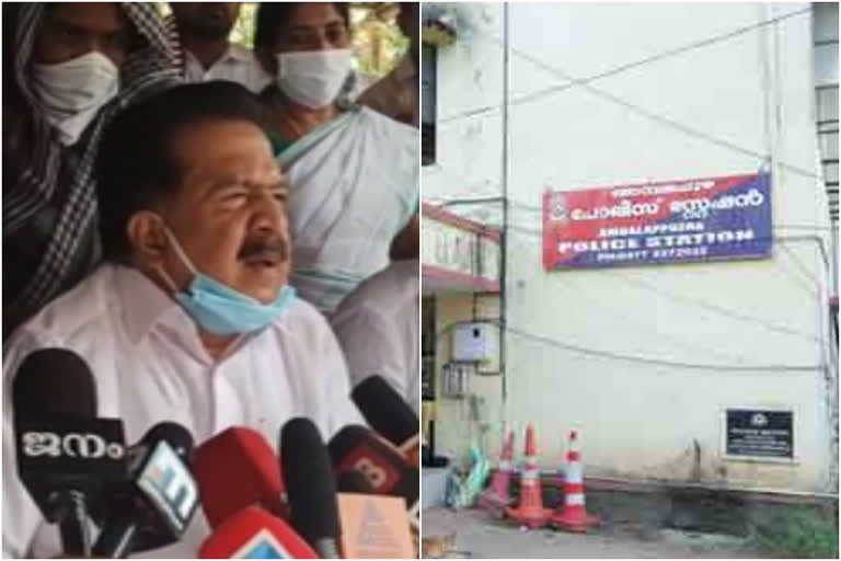 ramesh chennithala  lockdown violation  thottapally mining  രമേശ് ചെന്നിത്തല  ലോക്ക്‌ ഡൗൺ ലംഘനം  തോട്ടപ്പള്ളി ഖനനം