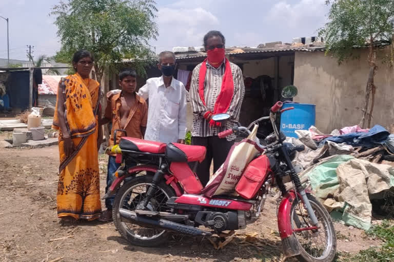 Man Brought Mother and Son To Koppal by TVS Excel