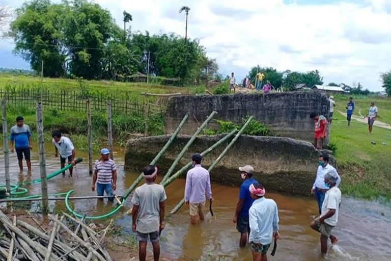 local residents came together to construct a pitiful conditioned bridge in naoboicha