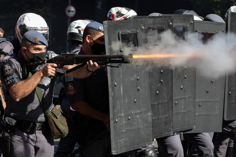 Police use tear gas to disperse anti-Bolsonaro protesters in Brazil