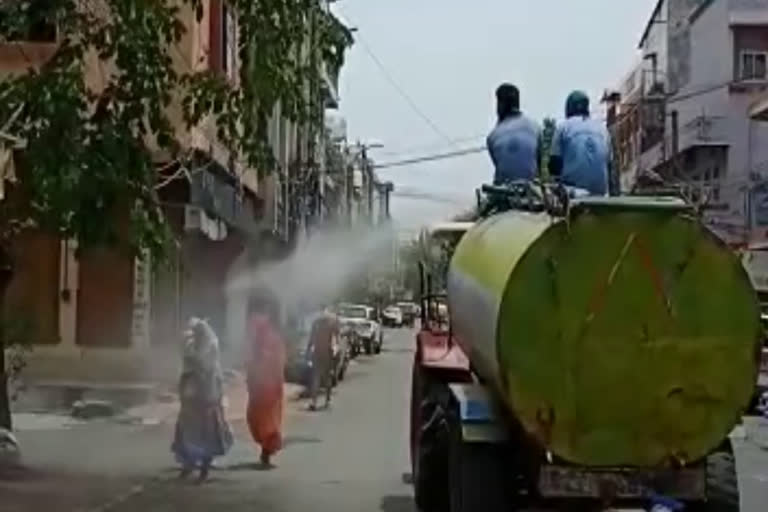 chemical spray on women during sanitization in indore