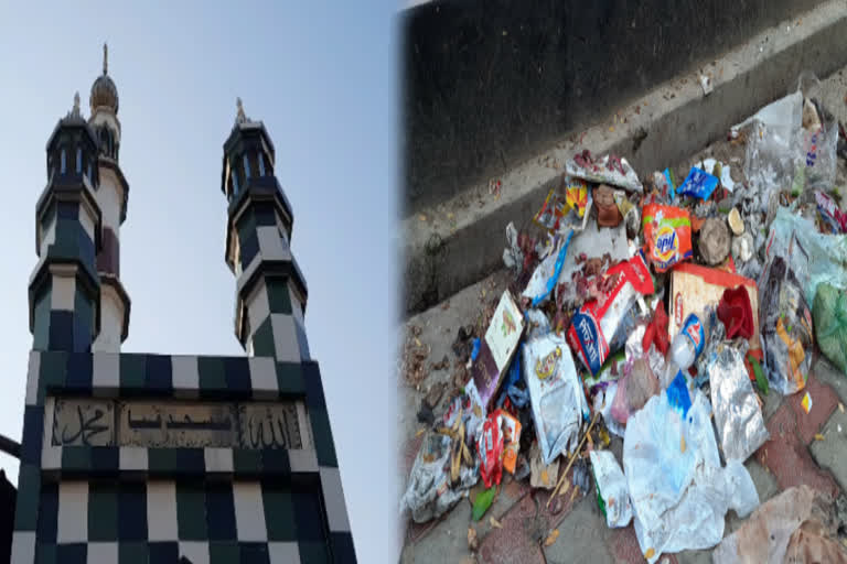 garbage outside the mosque in muradnagar