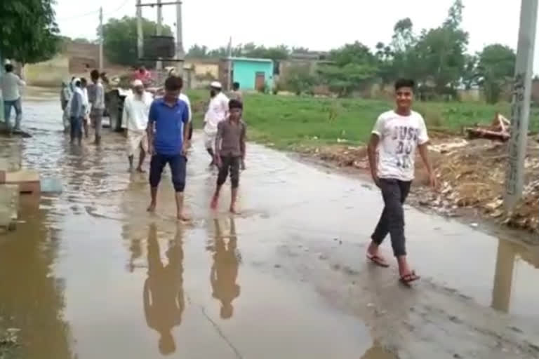 Waterlogging on the road.