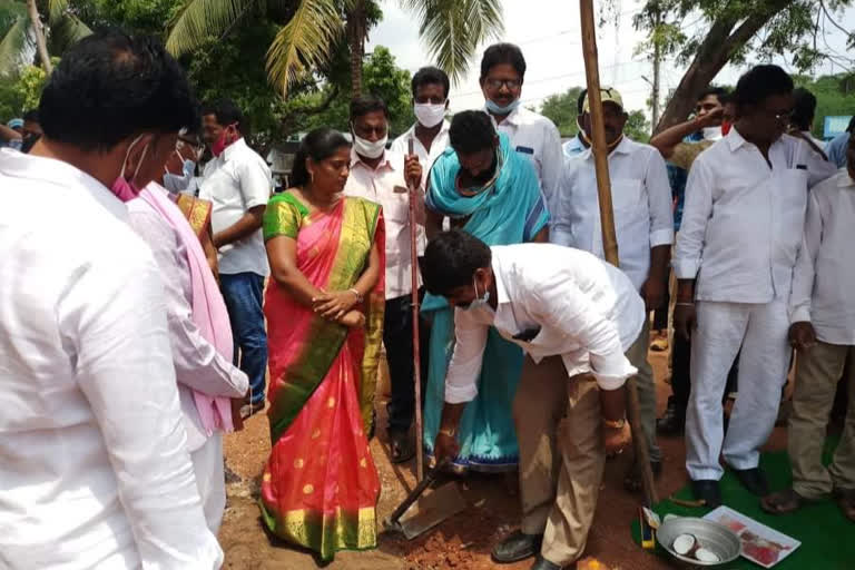 mla haripriya laid foundation for development works in yellandu