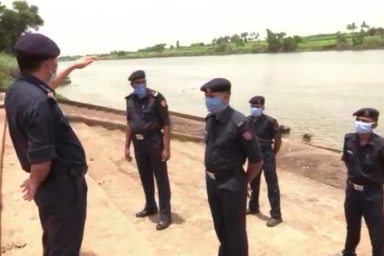 NDRF team conducting inspection on river Krishna