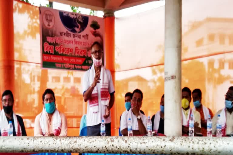 world environment day celebration by MLA Siladitya Deb hojai assam etv bharat news