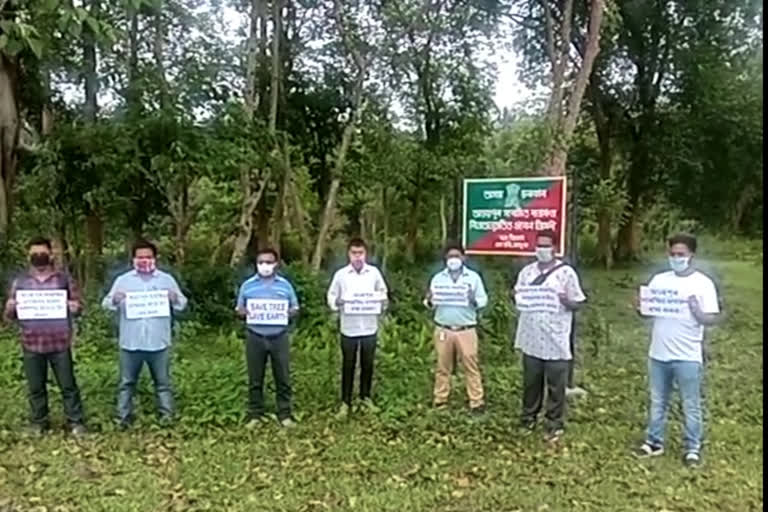 protest in sivsagar on the occasion of world environment day